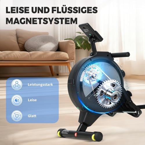 Rudergerät für Zuhause, Magnetisches Rudergerät mit 16 verstellbaren Widerstandsstufen, LCD-Display und Smartphone-Halter, NV-1791