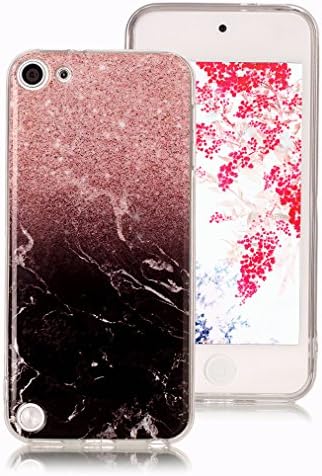 Marble Case for iPod Touch 5, iPod Touch 6 Case, Ronger Gel TPU Silicone Case Ultra Thin Flexible Cover with Stone Pattern for iPod Touch 5 /6 Case, Rose Gold and Black