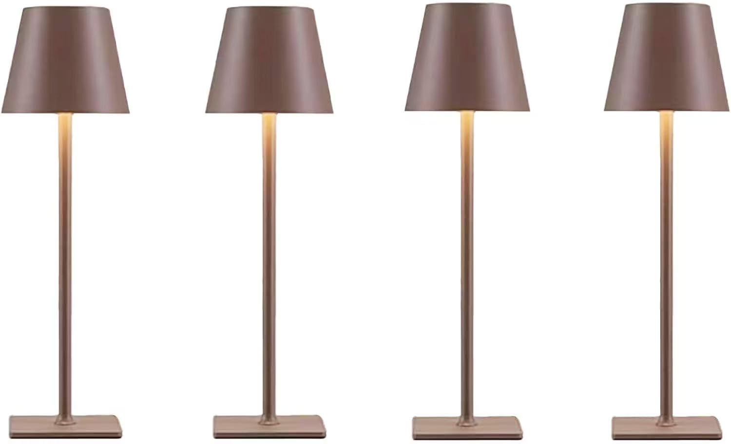 Photo 1 of 4 Pack Brown Cordless Table Lamps-Wireless Rechargeable Lamps Bulk of 4,Waterproof Outdoor Table Lamp for Patio/Restaurant/Dinner Dining Tabletop Lights/Kitchen,Multiple Battery Operated Lamps