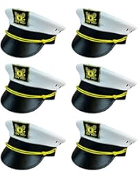 Funny Party Hats Yacht Captain Hat - 6 Pack - Sailor Hats - Navy Marine Hats - Skipper Hats - Nautical Party Hats