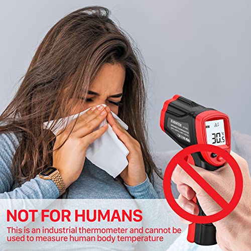 Eventek Infrared Thermometer -50°C~500°C (-58°F~932°F), Digital IR Laser Non-Contact, Temperature Gun, Can't Measure Fever - Red/Black【Non-body Use】