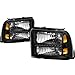 Auto Dynasty LED Running Light Headlights Assembly Compatible with Ford F250 F350 F450 F550 Super Duty 2005 2006 2007, Driver and Passenger Side, Black Housing Clear Lens