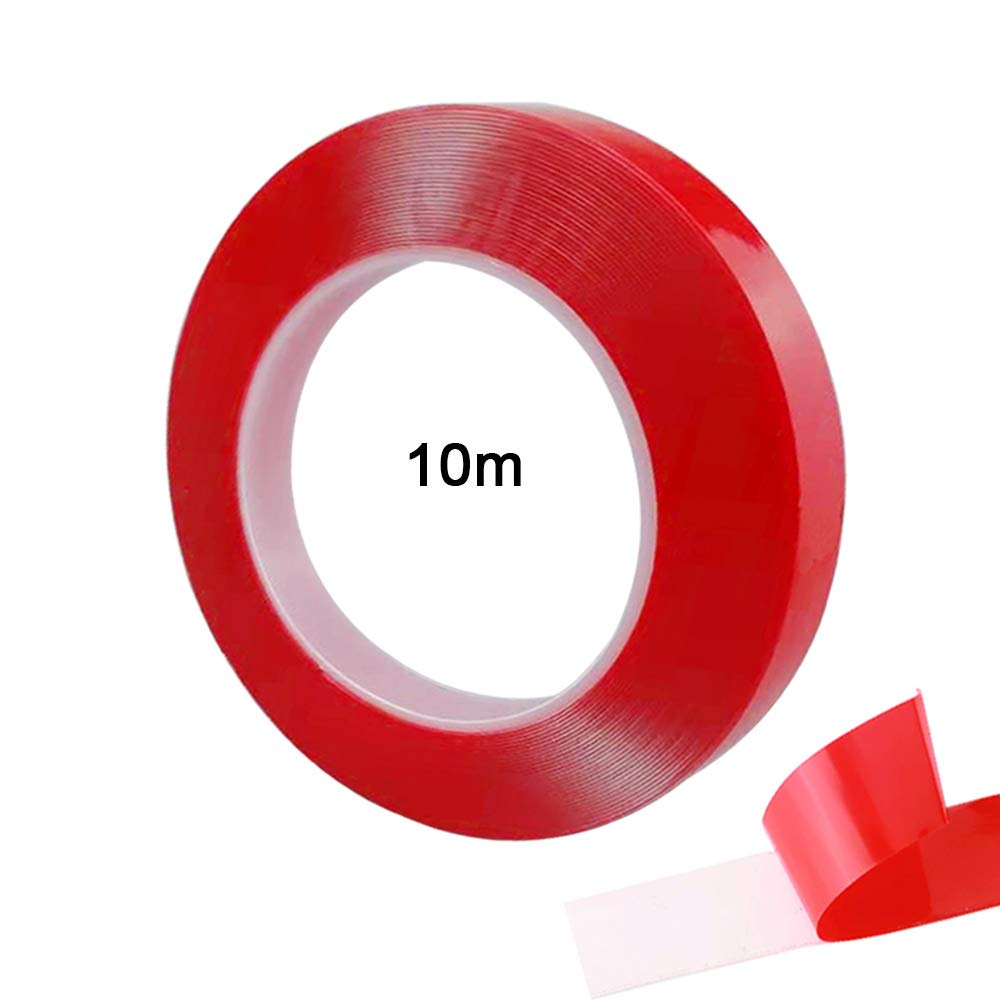 QitinDasen 10m X 20mm Premium Heavy Duty Transparent Acrylic Foam Mounting Tape, Roll Double Sided Adhesive Tape, Waterproof & Heat Resistant, for Indoor and Outdoor (Thick 0.5mm)