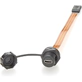 IP67 USB 3.1 Type-C Male to Female Extension Cable 10Gbps Flush Panel Mount USB 3.1 Gen2 C FPC Ribbon Flat Slim Cable 100W for Data Transfer Charging, Cabinet, Embedded PC, Automation(0.2m)