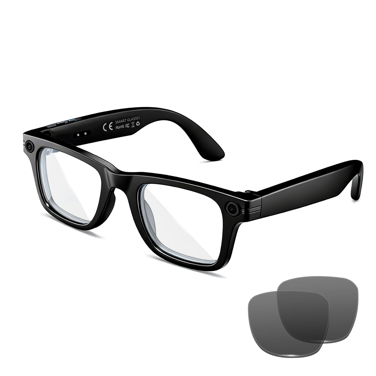 Photo 1 of KWENRUN AI Smart Glasses with 8MP Camera, 4K Video & HD Photo, Bluetooth Audio, AI Voice Assistant, Real-Time Translation, Object Recognition, Noise-Cancel Calls, Photochromic +2 Sunglasses Lenses