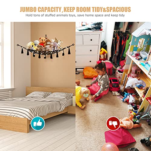 Stuffed Animal Hammock Macrame Boho Plush Toy Net Hammock For Stuffed