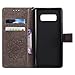 A-slim Galaxy Note 8 Wallet Case, (TM) Sun Pattern Embossed PU Leather Magnetic Flip Cover Card Holders & Hand Strap Wallet Purse Case for Samsung Galaxy Note 8 - Gray
