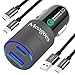 Meagoes Fast PD Car Charger, Compatible for Google Pixel 3 XL/3/3a XL/3a/2 XL/2/XL, Moto Z3 Play/Z2 Force, Samsung Note 9/8, Power Delivery & Quick Charge 3.0 Rapid Car Adapter with 2 USB Type C Cords