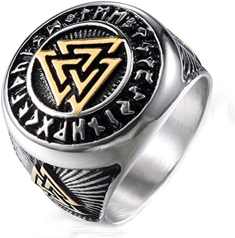 Mens Ring Viking Nordic Triangle Symbol Valknut Stainless Steel Ring