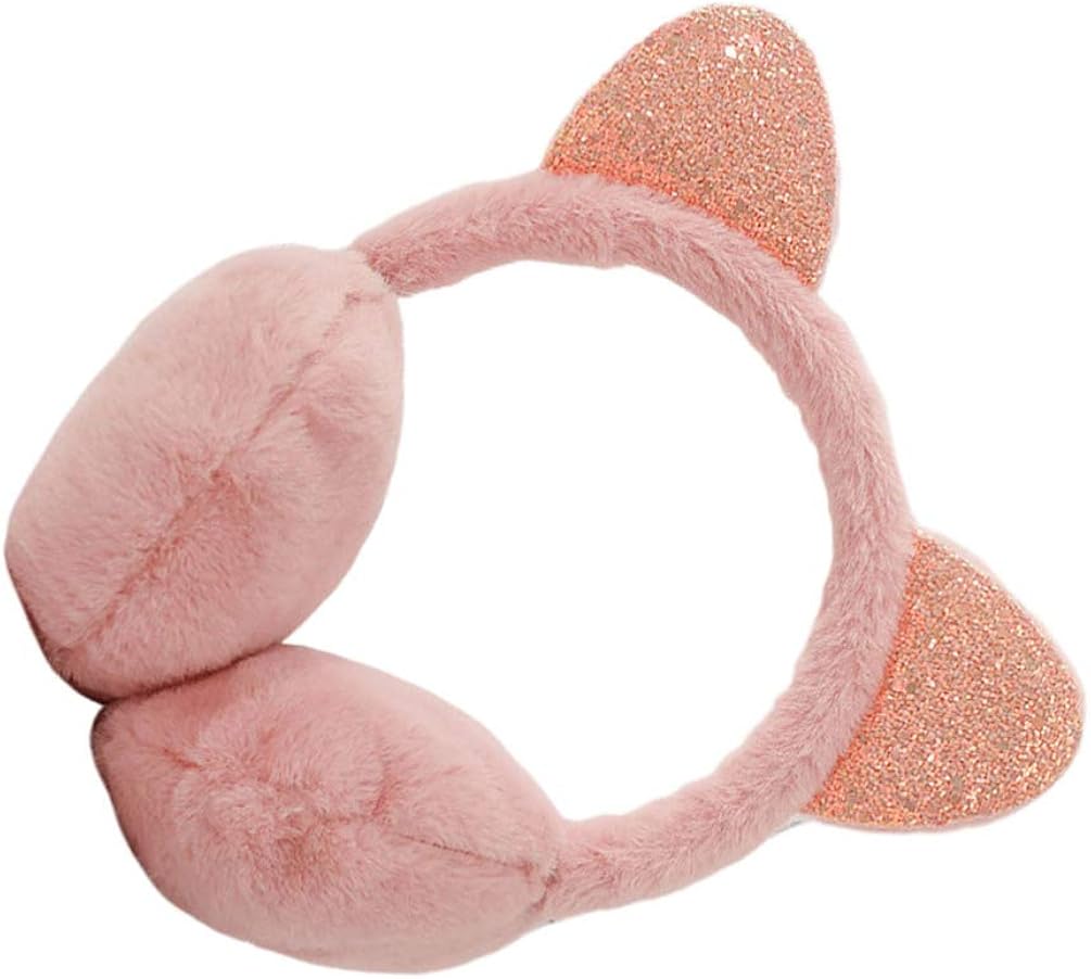 Amosfun Cat Ear Muffs Plush Earmuffs Sequin Winter Warm Earmuffs Animal