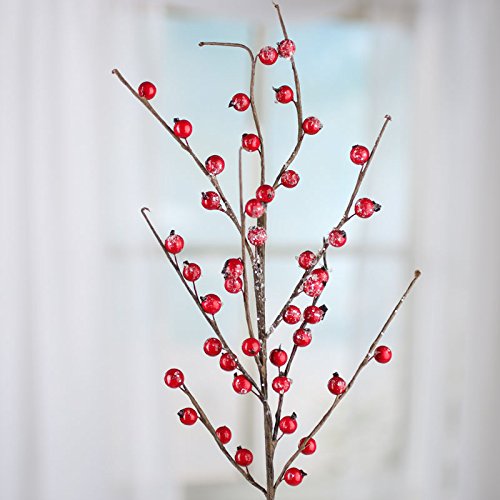 Factory Direct Craft Package of 2 Icy Artificial Red Berry Embellishing Picks for Holiday and Home Decor