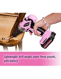 Pink Power PP18LI desarmador inalámbrico con batería de ion de litio, 18 voltios, con caja, dos baterías, y cargador, para mujeres