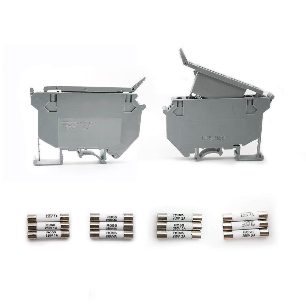 Her Kindness 2 Piece Din Rail Mount Fuse Carrier, Din Rail Terminals Base, Suit 24V DC Fuses