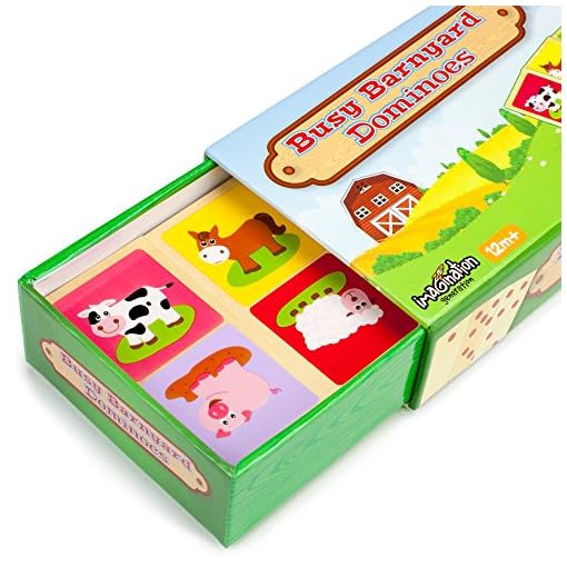 Imagination Generation Busy Barnyard Wooden Dominoes - Reversible! Classic and Matching Games (28pcs) - Image 4