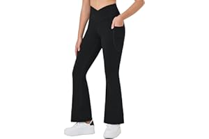 baleaf Girls' Flare Leggings Cross High Waisted Bootcut Yoga Dance Pants Kids Bell Bottoms Leggings with Pockets