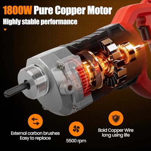 Anbull Electric Concrete Vibrator 4 m, 1800 W Vibrating Needle For Concrete, 5500 rpm, 0.9 mm Amplitude, Concrete Vibrator
