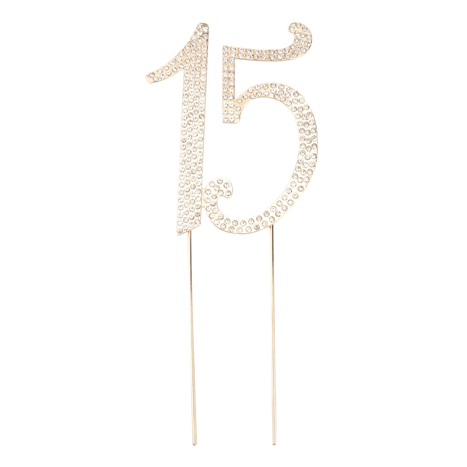 Photo 1 of Toyvian 15 Cake Topper Birthday Number 15 Crystal Rhinestones Cake Topper 15th Cake Decoration for Birthday Anniversary Party Decoration Supplies (Gold)