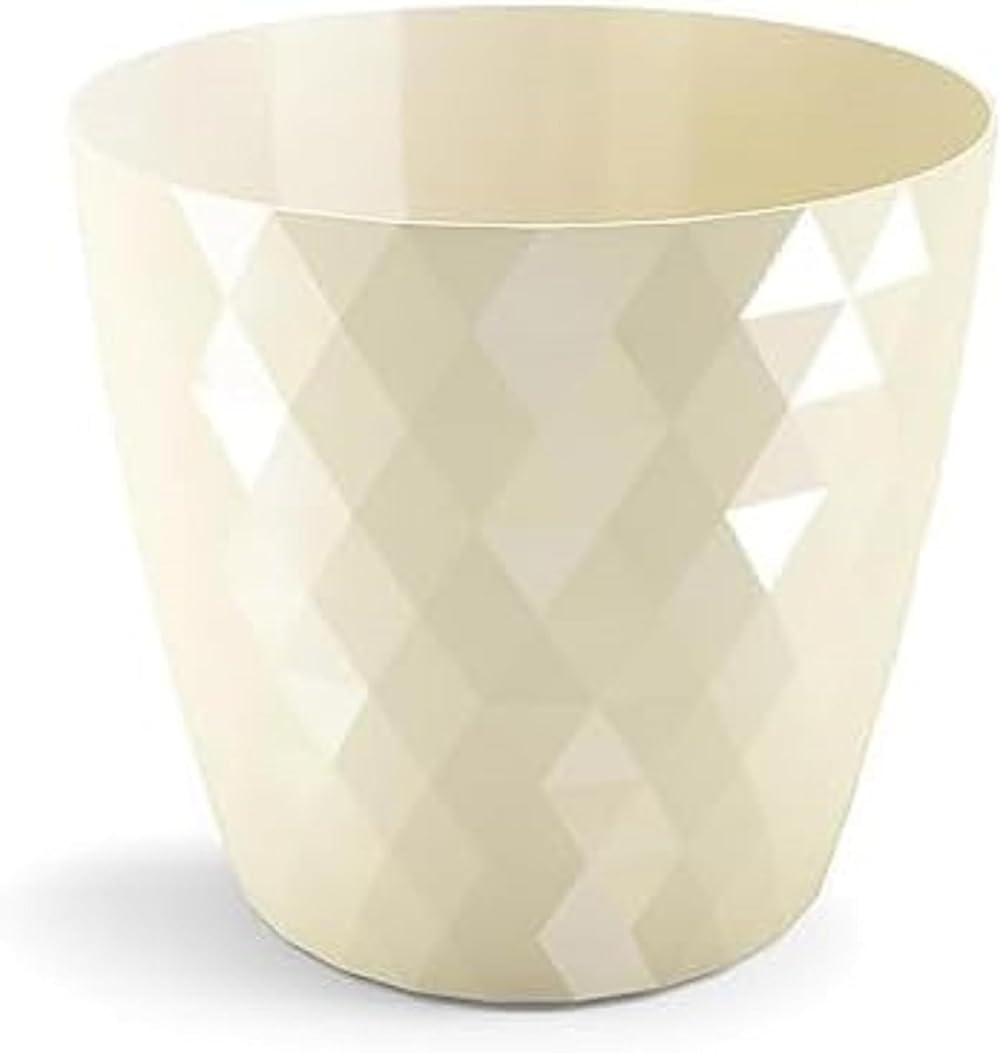 B2C Flowerpot Round Plastic Pot Ecru 18 cm Crystal Modern Decor