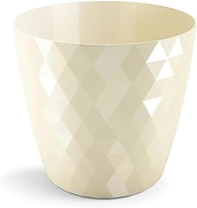 B2C Flowerpot Round Plastic Pot Ecru 18 cm Crystal Modern Decor