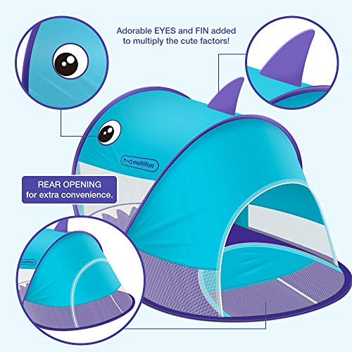 multifun Pop Up Tent, UPF 50+ Beach Tent Large 3-4 Person Sun Shelter, Instant Sunshade, Waterproof Portable Beach Shade, Windproof Sport Umbrella, Easy Setup, Picnics, Hiking, Camping, Fishing-Shark multifun Pop Up Tent, UPF 50+ Beach Tent Large 3-4 Person Sun Shelter, Instant Sunshade, Waterproof Portable Beach Shade, Windproof Sport Umbrella, Easy Setup, Picnics, Hiking, Camping, Fishing-Shark