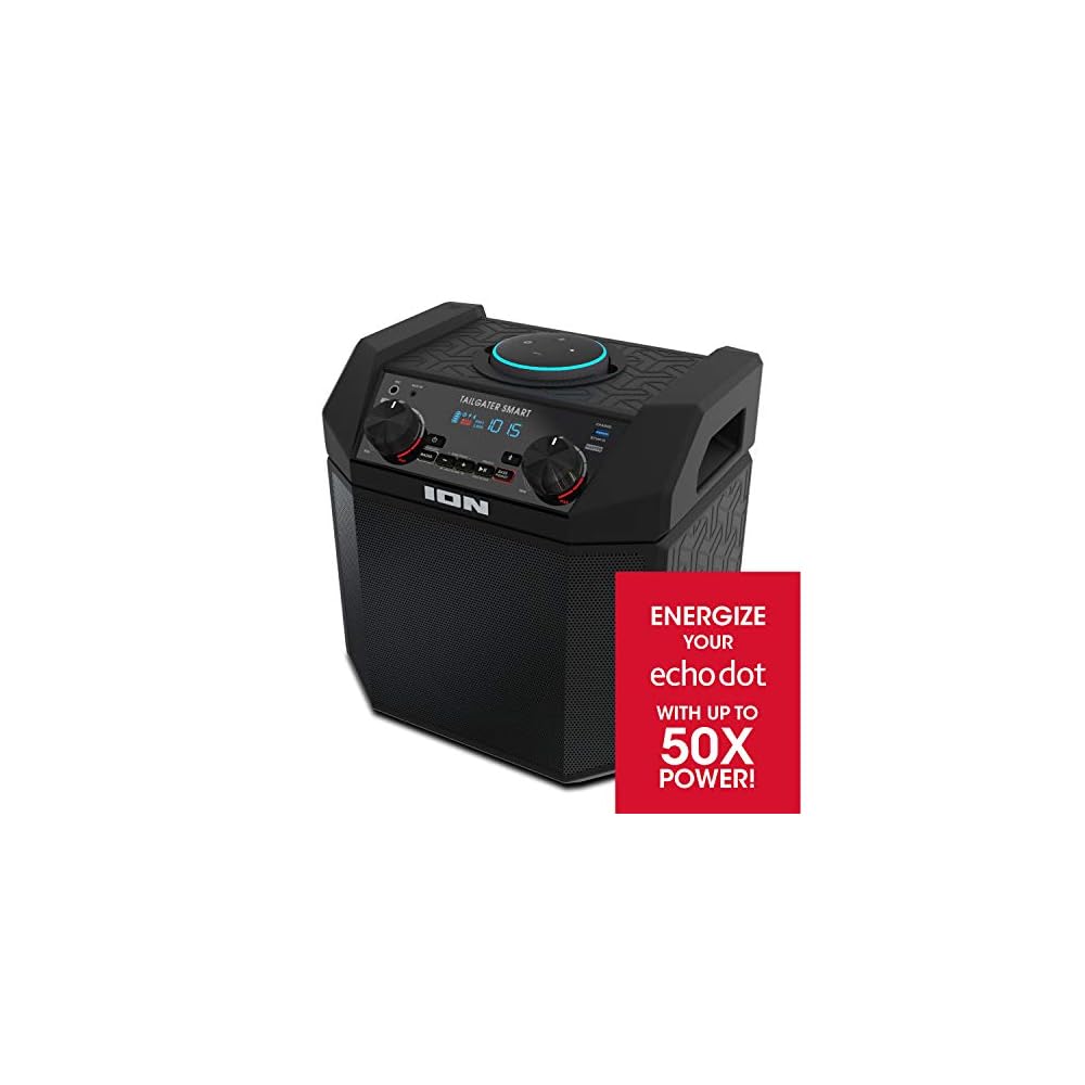 ION 50W Outdoor Echo Dot Speaker Dock/Portable Alexa Accessory with