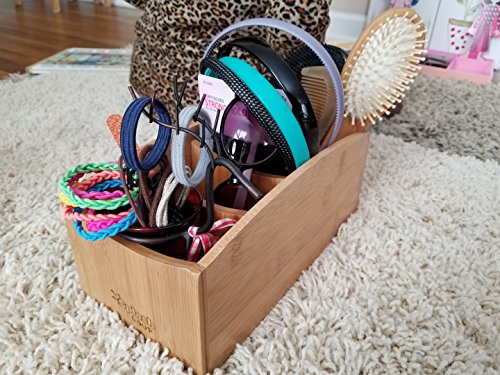 Natural Bamboo Caddy | Living Room Remote Control Organizer | Home Office Desk Storage | Nightstand Bin | Kitchen Accessory Holder | Utensil Compartments | Daily Supplies Divider | by SplashSoup