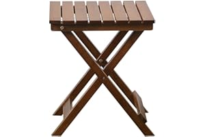 BplusZ Small Square Folding Side Table - Portable End Table for Outdoor Patio Use, Ideal as Coffee Table or Plant Stand, 15.4" D x 15.4" W x 18.3" H, Brown