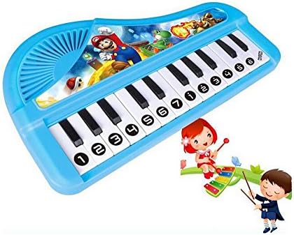 Best Baby Gift Electric Cartoon Keyboard Musical Toy Instrument Learning &amp; Educational Child Toys Kids Piano (Blue)