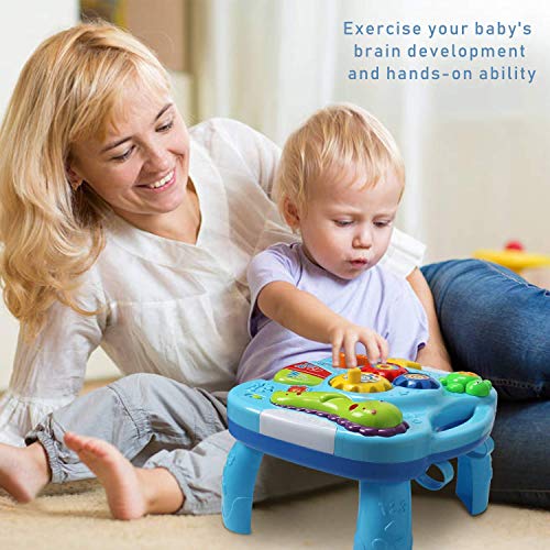 WISHTIME 2 in 1 Musical Learning Table - Baby 2 in 1 Early Education Toys Music Activity Center Table for Infant Babies Toddler Boys Girls 18 Months up