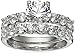 Amazon Essentials Platinum-Plated Sterling Silver Infinite Elements Zirconia Round-Cut Bridal Set, (previously Amazon Collection)