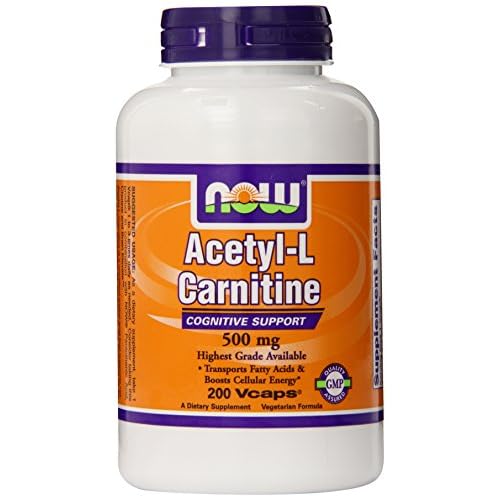 NOW Foods Acetyl L-Carnitine 500mg, 200 Vcaps image