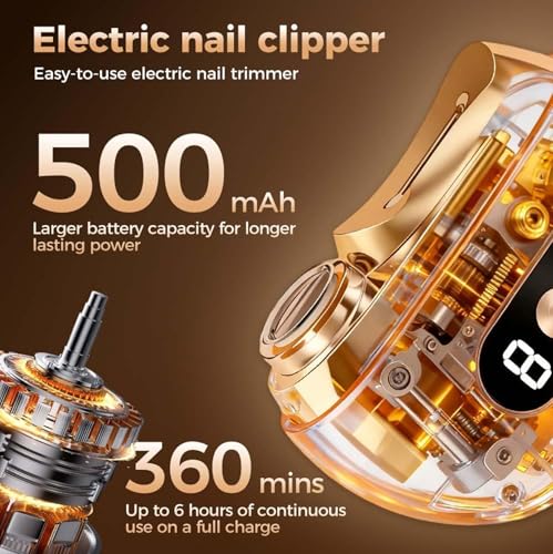 Electric Nail Clipper Set, Includes a 3 in 1 Automatic Nail Clipper + an Angled Nail Clipper for Babies, Children, Adults and Elderly, Ideal for All Nail Care Needs, White