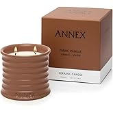 Annex Tobacco, Vanilla & Amber Luxury Scented Candle - 8oz Handmade Ceramic Jar Candle - 50hr Clean Burn, 100% Non-Toxic Soy Wax, Aesthetic Home Decor Winter Gift for Men & Women - Oud & Sandalwood