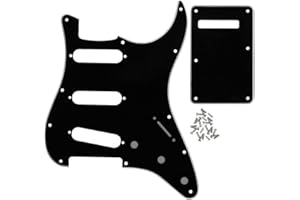 IKN 3Ply Black ST Pickguard Backplate Set for 3 Single Coil Pickups-11 Hole, come with Pickguard Screws