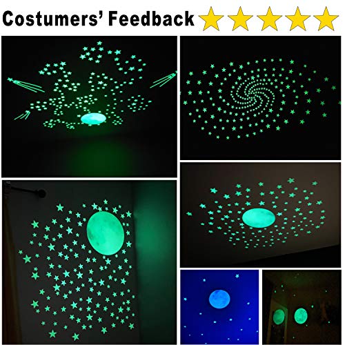 HORIECHALY-Glow-in-The-Dark-Stars-Wall-Stickers-221-Adhesive-Bright-and-Realistic-Stars-and-Full-Moon-for-Starry-Sky-Shining-Decoration-for-Girls-and-Boys-Beautiful-Wall-Decals-1-Set