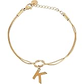 Mikovivi Gold Initial Knot Bracelet, Trendy Dainty Gold Knot Letter Bracelet Delicate Elegant Jewelry for Women Birthday Gift Festive Gift