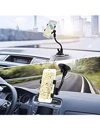 Soporte de coche parabrisas, brazo largo abrazadera iVoler Universal salpicadero con doble clip Copa de succión fuerte soporte de teléfono celular para iPhone 8 8 Plus X 7 7 Plus, 6, 6 plus, Galaxy S5 S6 S7 S8 Google, LG, Huawei