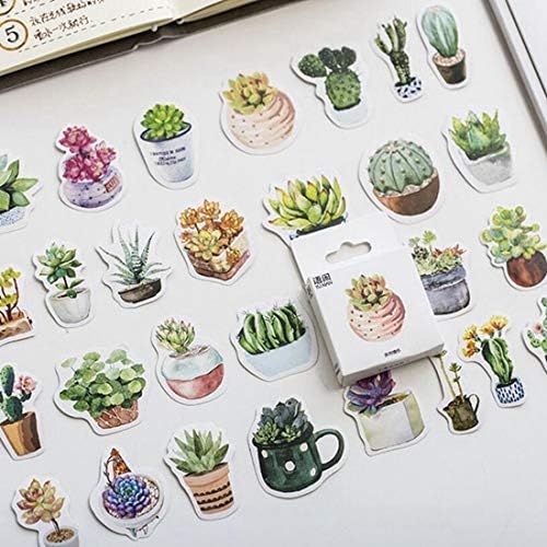 yunkanda 50 Pcs/Lot Green Plant Cactus Mini Paper Sticker Decoration Diy Album Journal Diary Scrapbooking Label Sticker Stationery 50Pcs Box