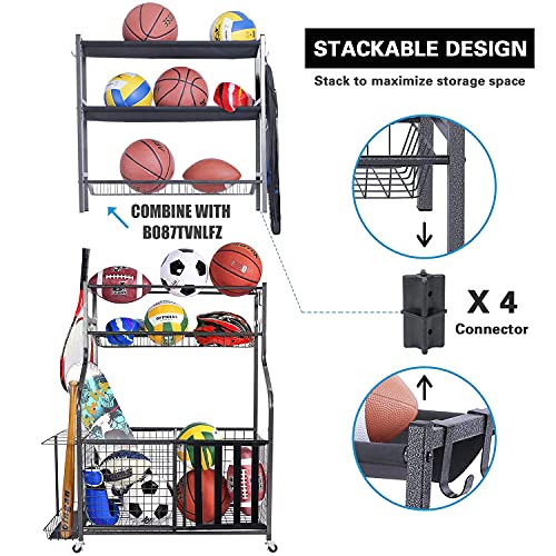 Mythinglogic Garage Storage System, Garage Organizer with Baskets and Hooks, Sports Equipment