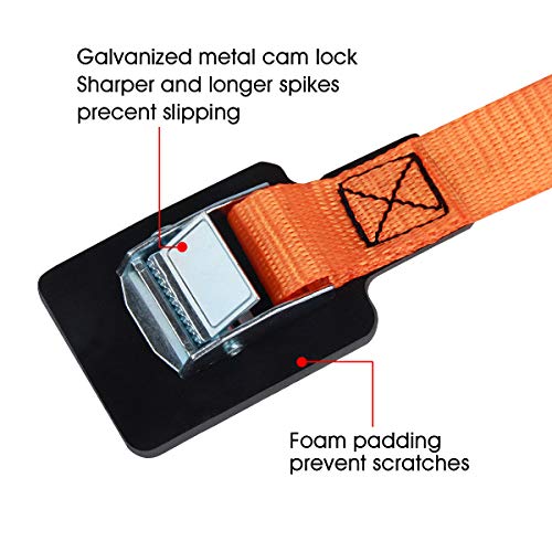 JCHL Lashing Straps Sturdy 1" x 20' Tie Down Strap Cargo Tie-Down Strap Padded Cam Lock Buckle 1000lbs Capacity (2-Pack)