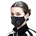 Dust Mask - Activated Carbon Mouth Mask with Extra Filter Cotton Sheet and Valves for Exhaust Gas, Pollen Allergy, PM2.5, Running, Cycling, Outdoor Activities（Breathing Mask, Black）