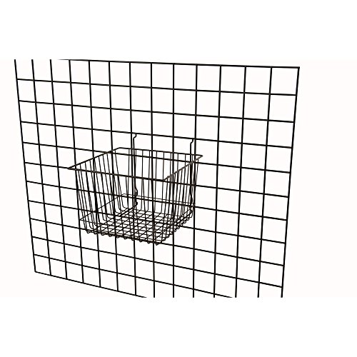 Econoco Black MultiFit 12” Deep Wire Basket for Slatwall, Pegboard