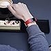Henoda Fitbit Charge 2 Bands, Red Classic Genuine Leather Replacement Wristband for Fitbit Charge 2 Fitness Strap Smartwatch Women