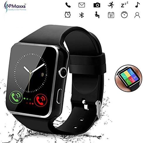 PMaxxs Bluetooth Smart Watch with Camera, Touchscreen Smart Wrist Watch with Sim Card Slot, Camera Controller Bluetooth Watch Unlocked Smart Watch for iPhone Android Samsung Men Women (X6-Black)