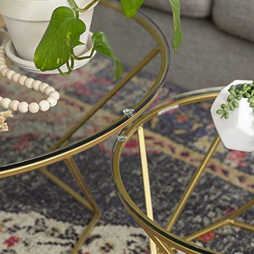 Millie Glass Nesting Coffee Tables in Clear Glass and Gold Pricepulse