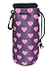 water bottle sleeve with clip, Carrier Cover Neoprene Water Bottle Drawstring Insulator Cooler Sleeve bag (Rose Red)