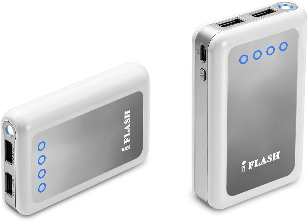 iFlash Dual USB 8400mah External Battery Charger Source with 2.6A Output (fast) Heavy Duty Ouput Support iPad 1 / 2 / 3 / 4, iPad Mini, iPhone 5 / 4S / 4, Google Android Phones, HTC EVO, LG, Samsung Galaxy S II III Note II, BlackBerry Moblie Phones - White