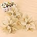 Osiga (Pack of 12) Glitter Poinsettia Christmas Tree Ornaments,Christmas Decorations Flower (Gold)
