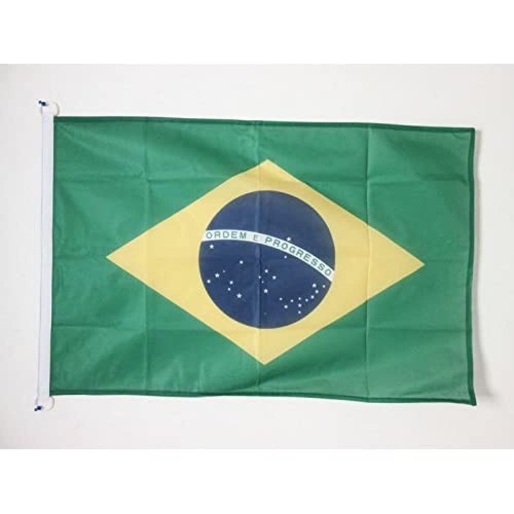 AZ FLAG - Brazil Flag - 3x5 Ft - External Use - Brazilian Banner Knitted Polyester with Two Plastic Rings - Fade Resistant - Vivid Colors - 3' x 5' Feet - 150x90 Cm