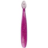 RADIUS Tiny Totz Toothbrush, Toddler Toothbrush for Ages 1+ Years, Extra Soft Plant Based Bristles, Cornerless Head, BPA Free, ADA Accepted, Made in USA, Pink Sparkle, Pack of 1